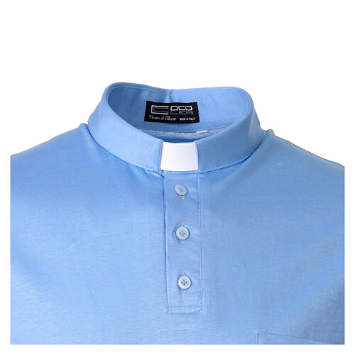 Clergy collar shirt Imperial Scotland-like pique cotton light blue Cococler 3
