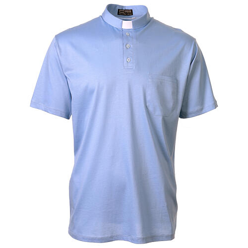 Clergy collar shirt Imperial Scotland-like pique cotton light blue Cococler 1
