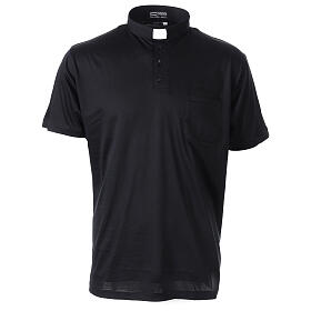 Camiseta cuello clergy simil escocia piqué imperial negro CocoCler