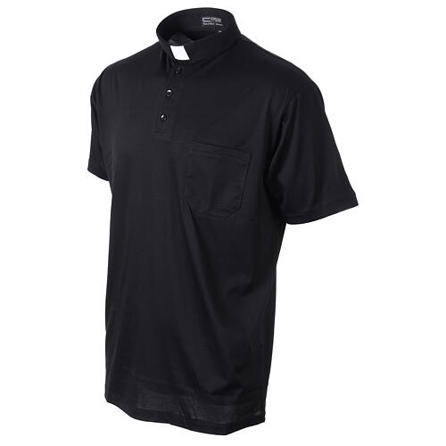 Camiseta cuello clergy simil escocia piqué imperial negro CocoCler 3