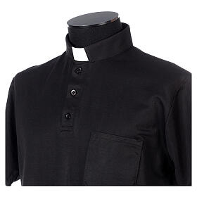 Camisa polo de sacerdote manga curta piquet imperial imitação fio de Escócia preta Cococler
