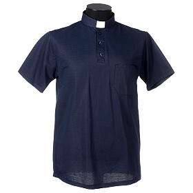 Camiseta cuello clergy piqué imperial simil escocia azul CocoCler