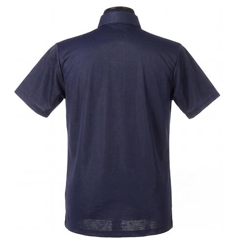 Camisa polo de sacerdote manga curta piquet imperial imitação fio de Escócia azul escuro Cococler 6