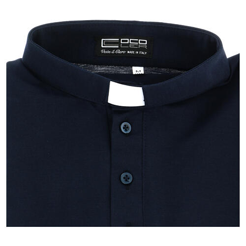 Clergy collar shirt Cococler blue imperial pique Scotland-like fabric 5