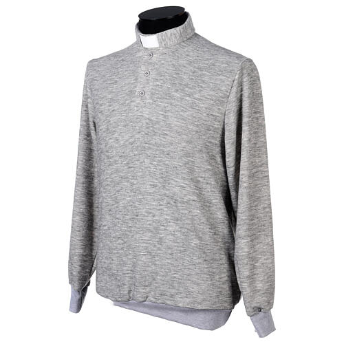 Clergy long-sleeved t-shirt in light grey viscose blend Cococler 2