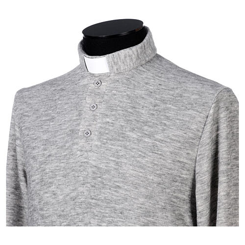 T-shirt manches longues col clergy viscose mixte gris clair Cococler 7