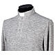 Long sleeve clergy shirt Cococler light gray viscose blend polo s3