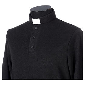T-shirt manches longues col clergy viscose mixte noir Cococler