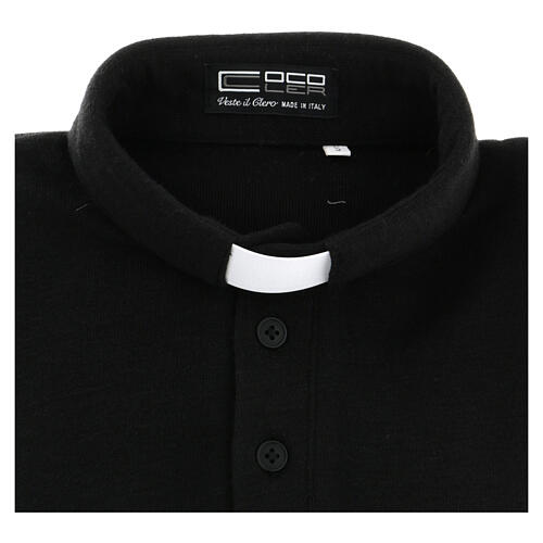 Camisa polo de sacerdote mistura de viscose com poliéster preta Cococler 5
