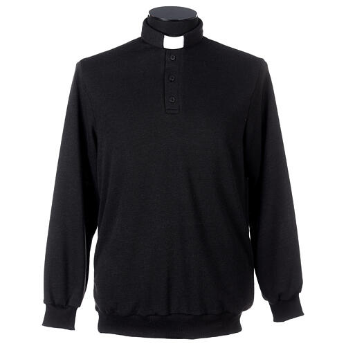 Black Cococler viscose blend clergy polo shirt 1