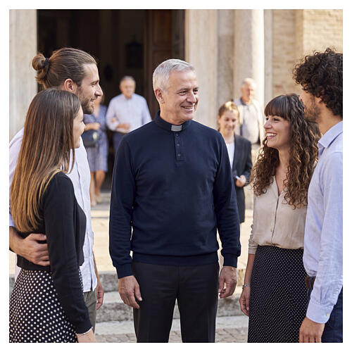 Maglia polo clergy Misto viscosa blu Cococler 2
