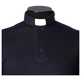 Camisa polo de sacerdote mistura de viscose com poliéster azul escuro Cococler