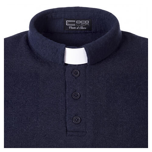Polo clergy shirt Jersey Cococler blue viscose blend 3