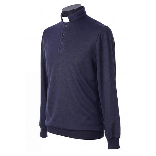 Polo clergy shirt Jersey Cococler blue viscose blend 5