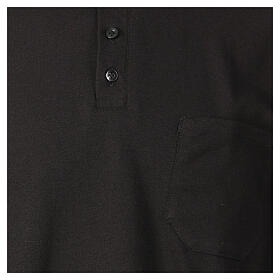 Polo col clergy noir manches courtes CocoCler Piquer regular