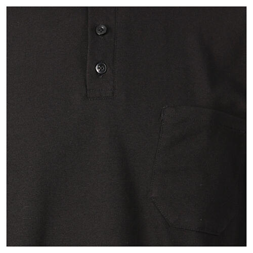 Camisa polo preta manga curta colarinho de sacerdote CocoCler Piquet regular 2