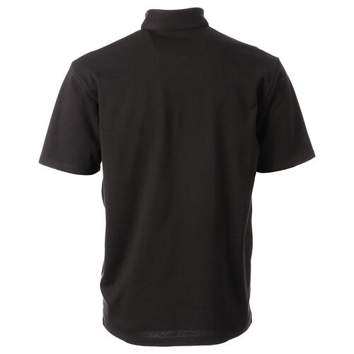 CocoCler Piquet regular short-sleeved black polo shirt with clergy collar 3