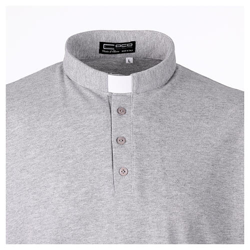 Poloshirt mit Collarkragen, Hellgrau, Kurzarm, Piqué-Stoff, Marke CocoCler 2