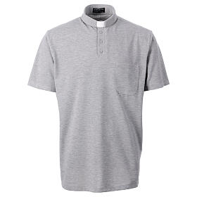 Grey clergy polo shirt, short-sleeved, CocoCler Piquet regular