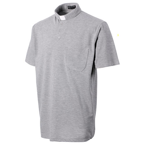 Grey clergy polo shirt, short-sleeved, CocoCler Piquet regular 3