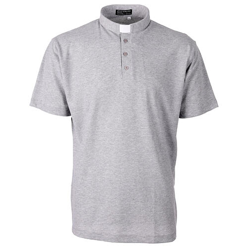 Grey clergy polo shirt, short-sleeved, CocoCler Piquet regular 1