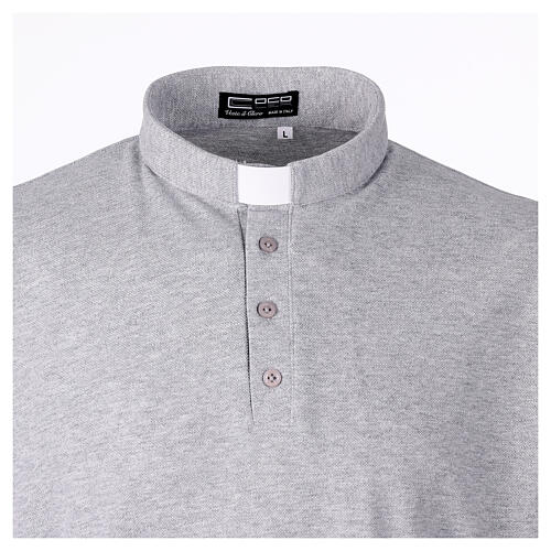 Grey clergy polo shirt, short-sleeved, CocoCler Piquet regular 3