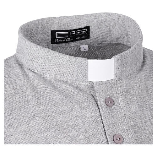 Grey clergy polo shirt, short-sleeved, CocoCler Piquet regular 6