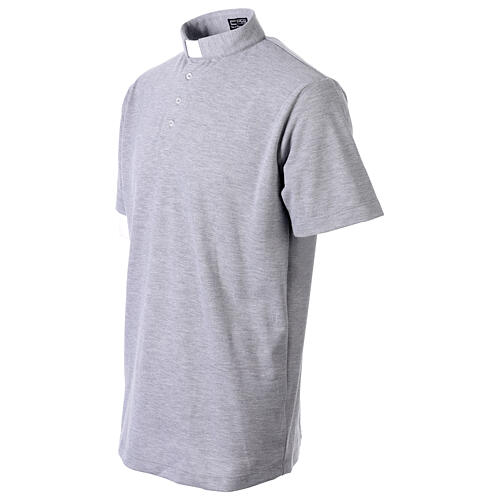 Camiseta gris CocoCler polo cuello clergy manga corta Piqué regular 3