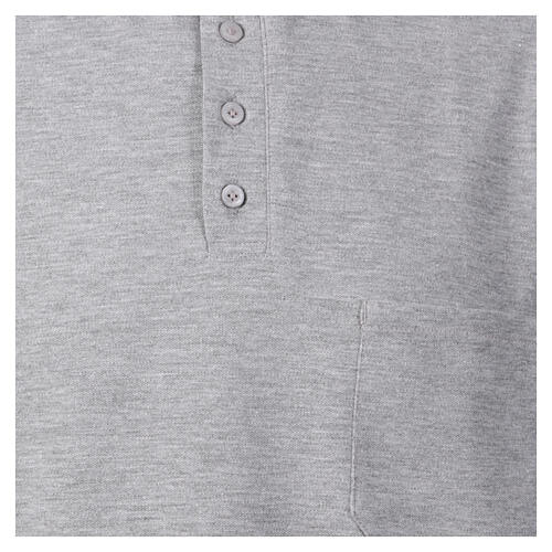 Camisa polo cinzenta manga curta colarinho de sacerdote CocoCler Piquet regular 2