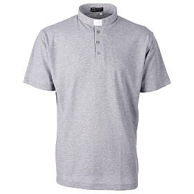CocoCler gray polo clergy shirt short sleeve Piquet regular
