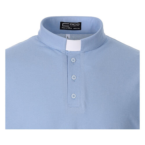 Light blue clergy polo shirt, short-sleeved, CocoCler Piquet regular 2