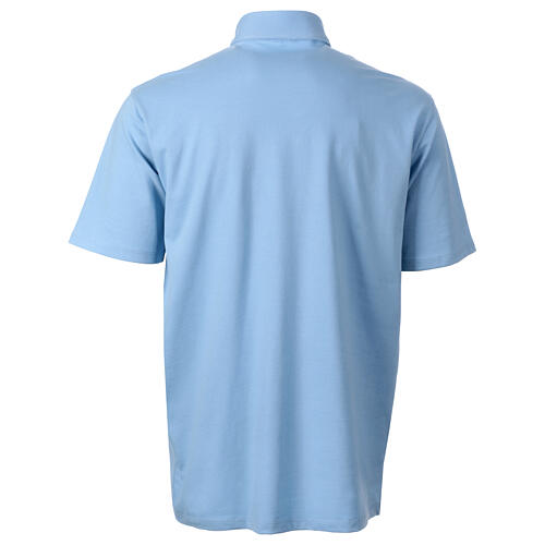 Camiseta celeste CocoCler polo cuello clergy manga corta Piqué regular 5