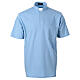 Camiseta celeste CocoCler polo cuello clergy manga corta Piqué regular s1