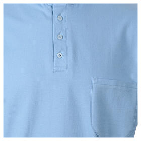 Camisa polo azul claro manga curta colarinho de sacerdote CocoCler Piquet regular