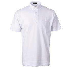White clergy polo shirt, short-sleeved, CocoCler Piquet regular
