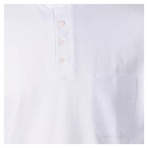 White clergy polo shirt, short-sleeved, CocoCler Piquet regular 2
