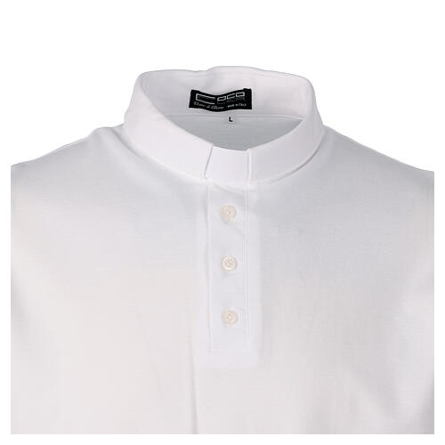 White clergy polo shirt, short-sleeved, CocoCler Piquet regular 2