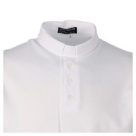 Camiseta polo blanca CocoCler cuello clergy Piqué manga corta regular