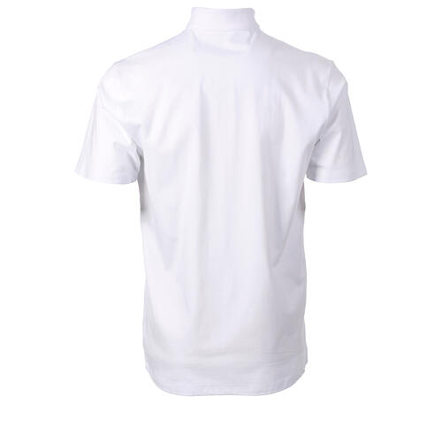 Camiseta polo blanca CocoCler cuello clergy Piqué manga corta regular 5