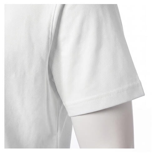 Camiseta polo blanca CocoCler cuello clergy Piqué manga corta regular 5