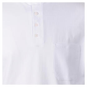 Camisa polo branca manga curta colarinho de sacerdote CocoCler Piquet regular