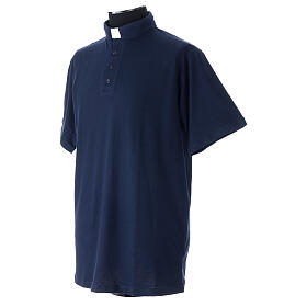 Blue clergy polo shirt, short-sleeved, CocoCler Piquet regular