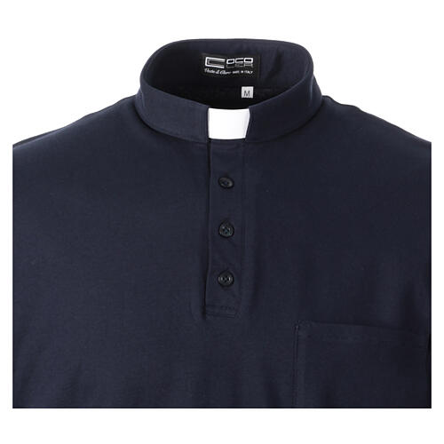 Camiseta azul CocoCler polo cuello clergy Piqué manga corta regular 4