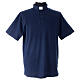 Camiseta azul CocoCler polo cuello clergy Piqué manga corta regular s1