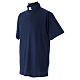 Camiseta azul CocoCler polo cuello clergy Piqué manga corta regular s2