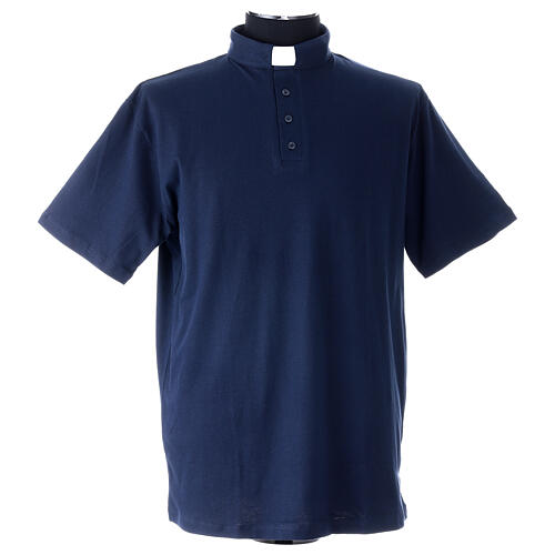 Maglia blu CocoCler polo collo clergy Piquet manica corta regular 1