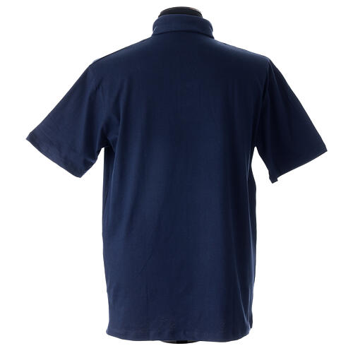Camisa polo azul escuro manga curta colarinho de sacerdote CocoCler Piquet regular 4