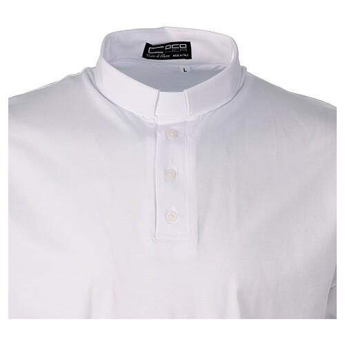 Clergy polo shirt by Cococler, short sleeves, white lisle thread 2