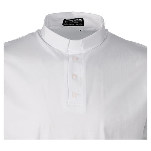 Clergy polo shirt by Cococler, short sleeves, white lisle thread 3