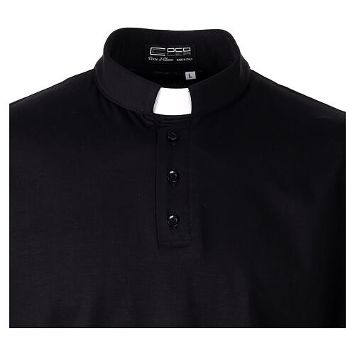 Polo clergy Cococler manches courtes noir fil d'Écosse 2